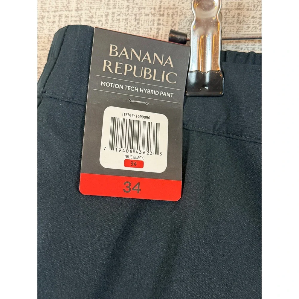 NWT Banana Republic Men Motion Tech Hybrid Pant True Black 34 Athleisure Utility